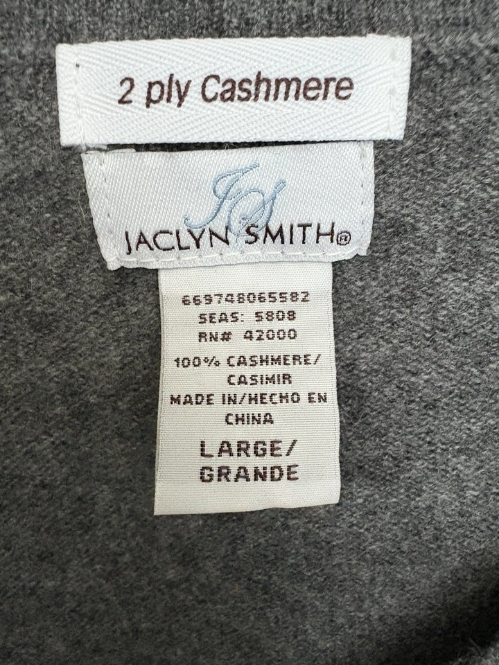 Jaclyn Smith 100% Cashmere Sweater Women’s L Gray 2-Ply V-Neck Pullover - Image 3 of 3