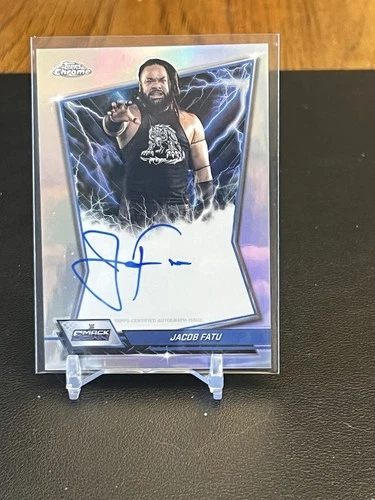 Jacob Fatu 2026 Topps Chrome WWE - Blue Brand Refractor Auto SP