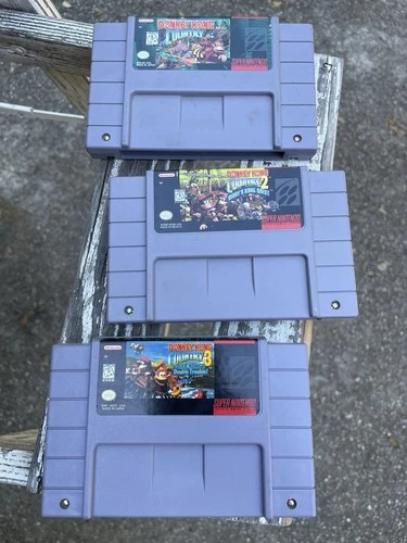 Lot Of 3 Super Nintendo SNES Donkey Kong Country Games 1, 2, And 3 Diddy Dixie
