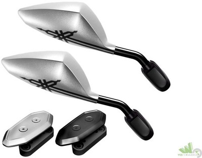 2 KLEINE SPIEGEL YAMAHA TMAX T-MAX 2011 WINDSCHUTZSCHEIBE VERKLEIDUNG GRAU STIMMGABEL