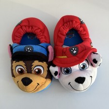 Paw Patrol Toddler Slippers Size 7/8 Marshall Chase Plush Heads Slip-on