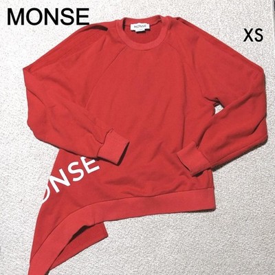MONSE Asymmetrical Sweatshirt XS Red Logo Print Pre-Owned