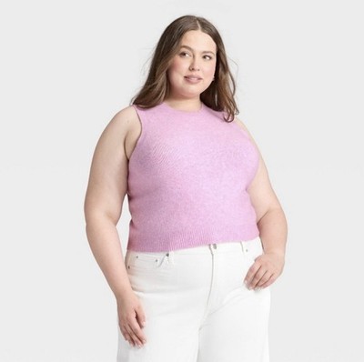 Universal Thread Pink Heathered Knit Sweater Vest Crew Neck NWT XXL