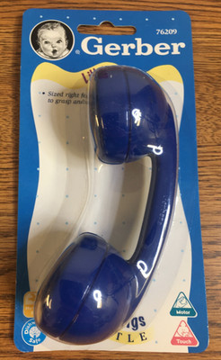VTG Gerber 1998 Blue Baby Rattle Classic Phone Lil' Clutch 76209 New Sealed Rare