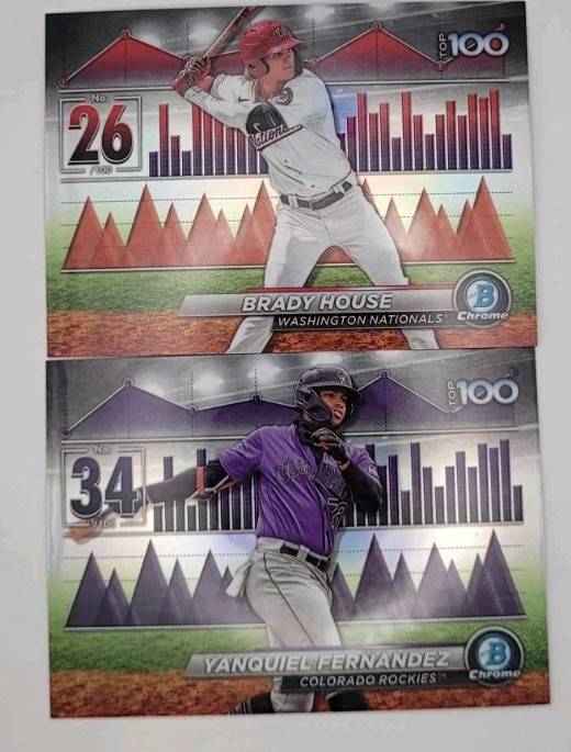 2024 Bowman Chrome Top Prospects 2 Card Lot House Fernandez Nationals Rockies