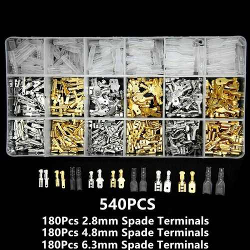 540-tlg Flachstecker Set Kabelschuhe Sortiment Quetschverbinder Flachsteckhülsen - Bild 12 von 14