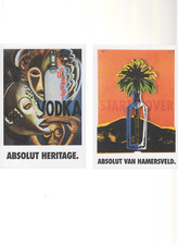 2 VERSCHIEDENE ABSOLUT  VODKA KARTEN  - WERBEPOSTKARTE AUS S&Uuml;DAFRIKA   ( SA 3  )