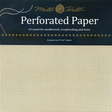 Mill Hill PERFORATED Needlework PAPER For X Stitch 14ct 2pc 9x12 Ecru