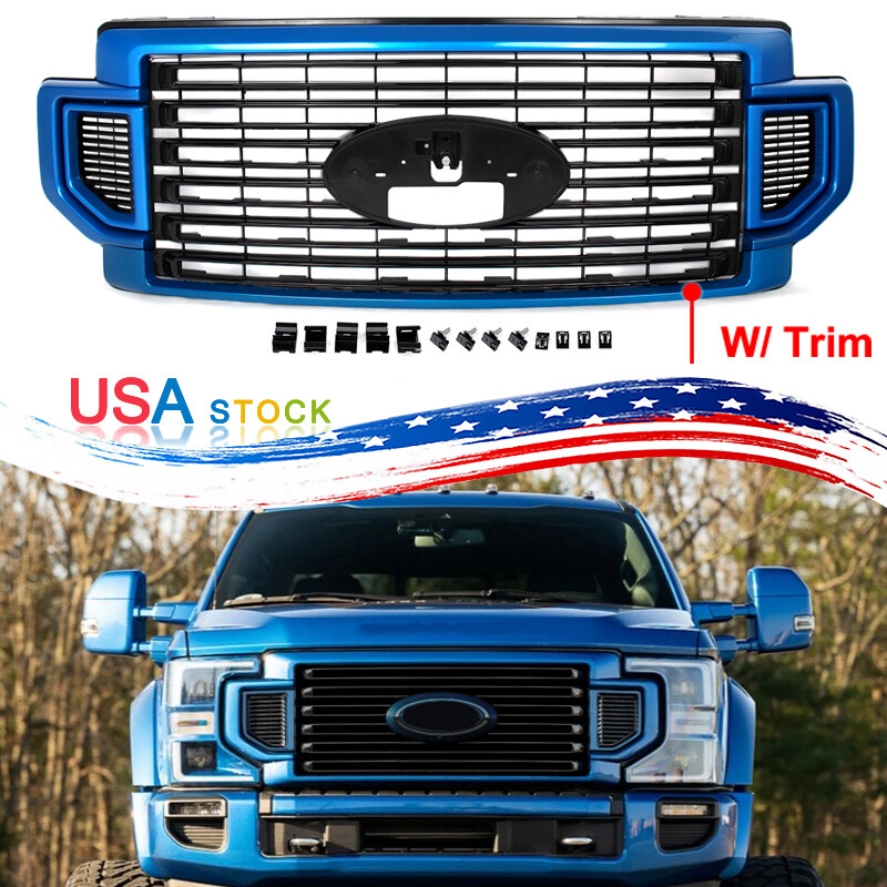 Fit 2020-2022 Ford Super Duty F250 F350 Front Grille Assembly Velocity Blue Trim