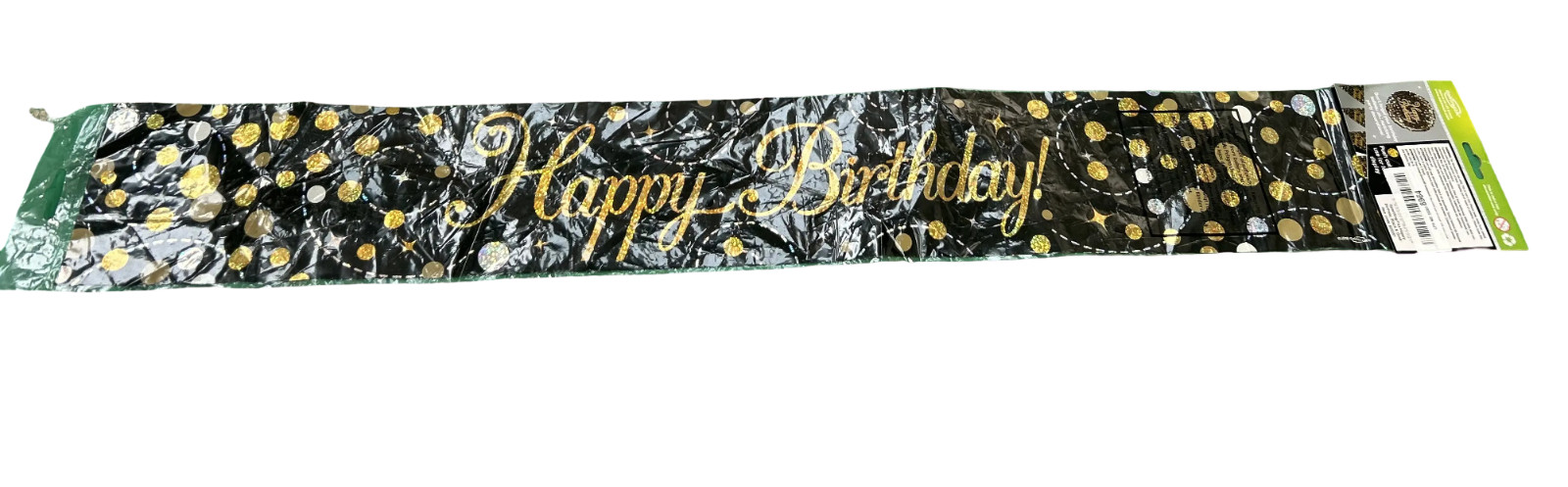 Happy Birthday Banner – Black & Gold Foil Party Decoration – 6ft – Amscan