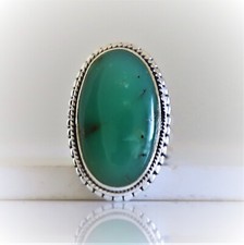 GREEN CHRYSOPRASE NATURAL GEMSTONE 925 STERLING SILVER JEWELRY RING 3 TO 12