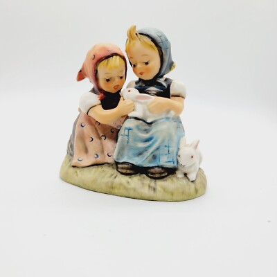 Vintage Easter Time Goebel Hummel Figurine #384 TMK5 Two Girls With Rabbits 