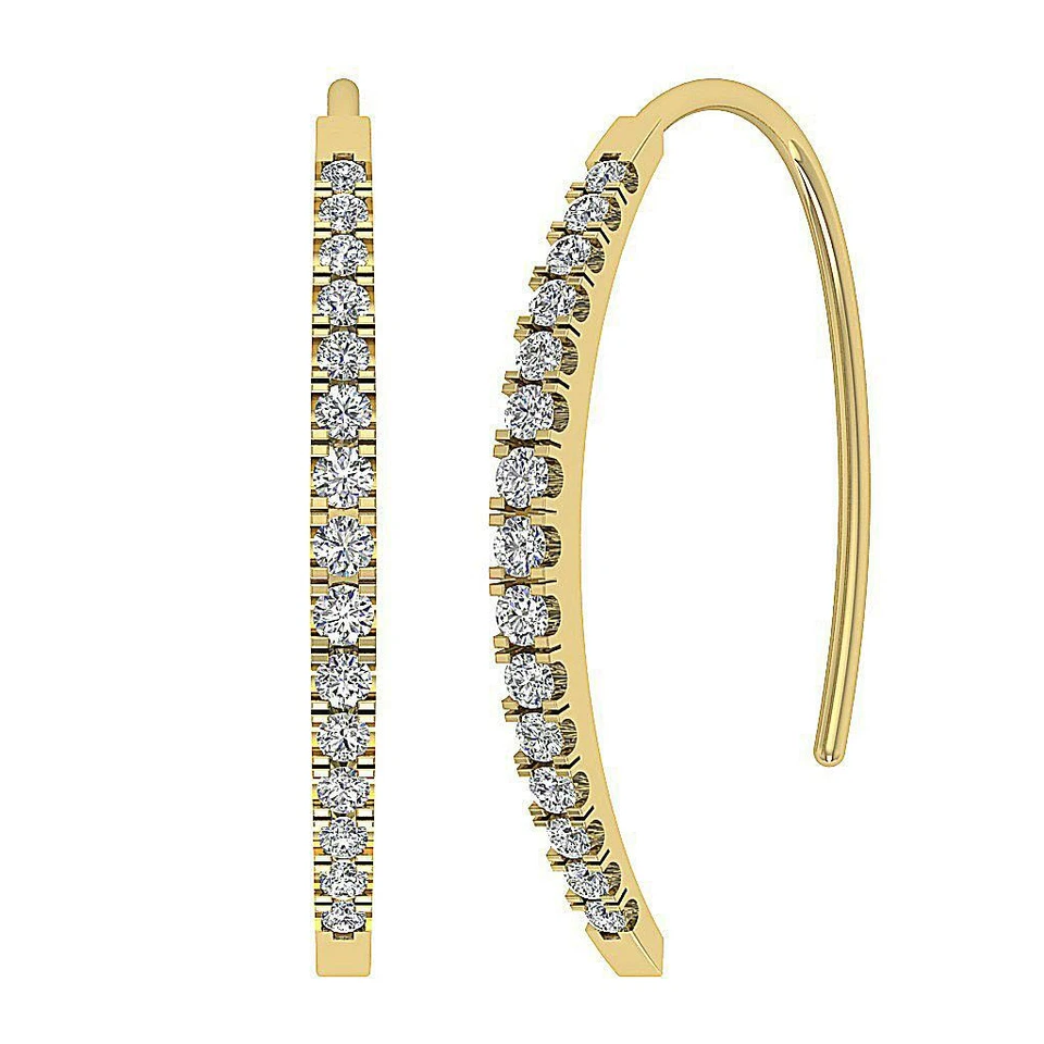 Open Hoops Earrings SI1 G 0.40 Carat Natural Diamond 14K Gold Appraisal 1.65MM - Image 2 of 4