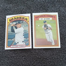 2021 Topps Heritage Gleyber Torres Base&In Action Baseball Cards #291&292