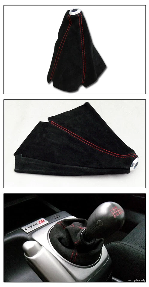 Topline For Audi MT/AT Shifter Shift Boot Gear Cover - Black Suede w/Red Stitch Foto 2 de 2