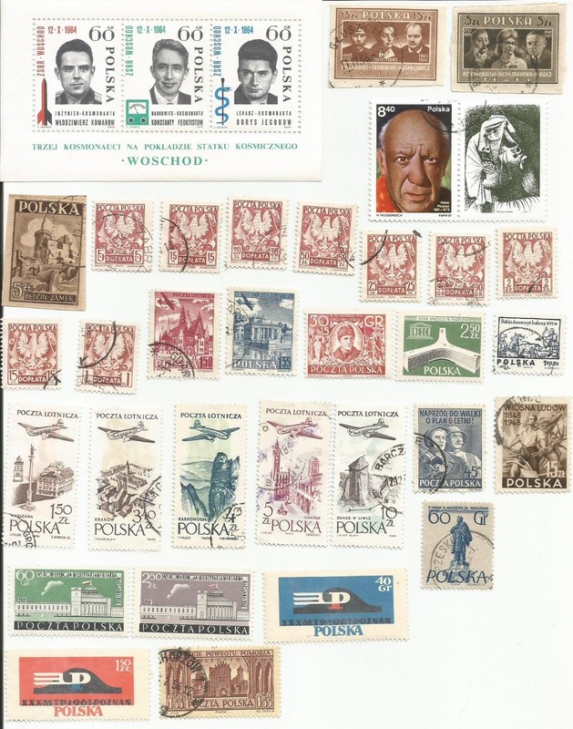 3 SCANS  POLAND POLISH POLSKA STAMP LOT  BACK OF BOOK  IMPERF  SHIPS  BIRDS +++