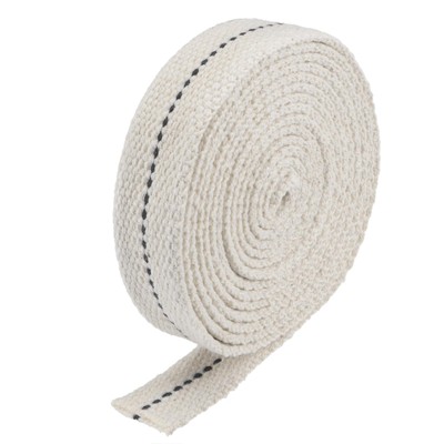 Öllampendocht Baumwolle 3/4 Zoll flach breit 2 Meter lang mit schwarzer Naht, 5 Rollen