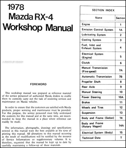 1978 Mazda RX-4 Factory Shop Manual RX4 Repair Service Workshop Book OEM - Picture 2 of 2