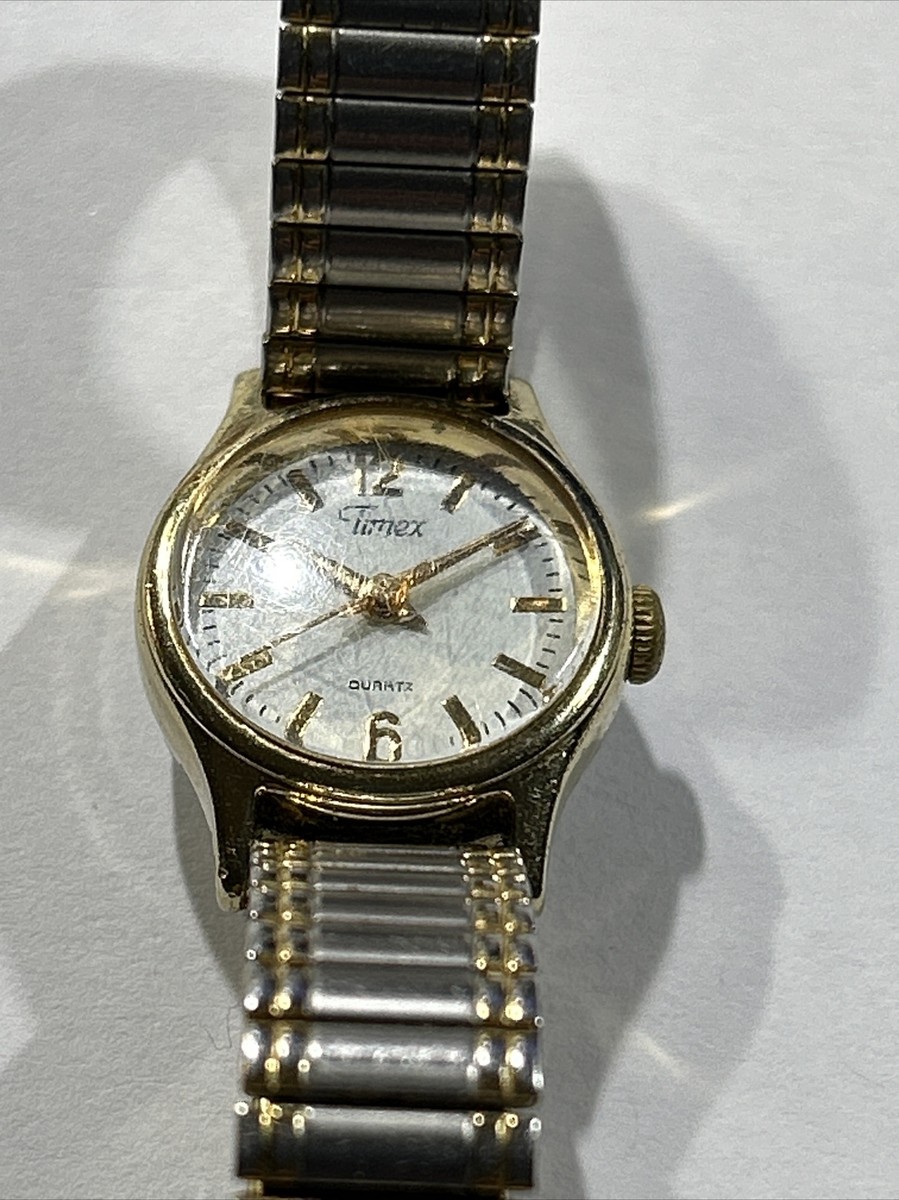 Timex Women Gold Silver Tone Round Dial Stretch Band  display picture 1