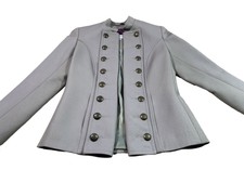 Sz Uk Xs Designer Beaver Of Bolton Grey Wool Military Ladies Coat Quality