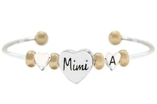 Custom Mimi Two Tone Gold Silver Cuff Bracelet Jewelry Child Choose Initial