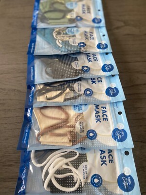 6-pack 100% Cotton face masks reusable washable adjustable straps six colors