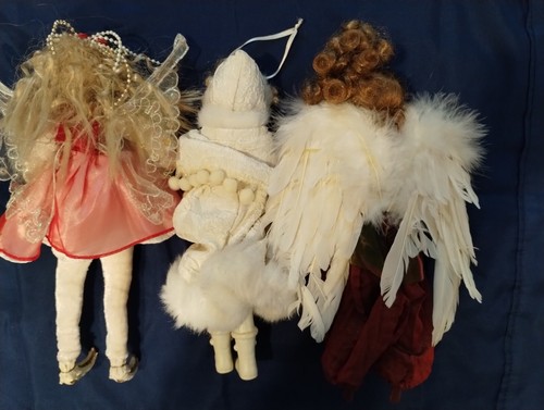 Lot of 3 Angels Pixies Christmas Holiday Ornaments Tree Door Wreath Decorations - Picture 2 of 9