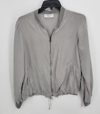Lola And Sophie Anthropologie Jacket Womens Small Gray Zip Up Bomber Minimalist
