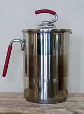 Kuhn Rikon 4th Burner Pot w/Glass Lid & Steam Basket - Stainless Red Handle 