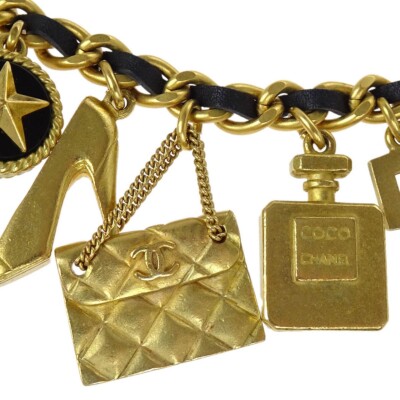 Chanel Chain Belt CC Logo Faux Pearl CHANEL Faux Pearl Chain Fancy Belt Gold Interlocking CC Logo  main image 3