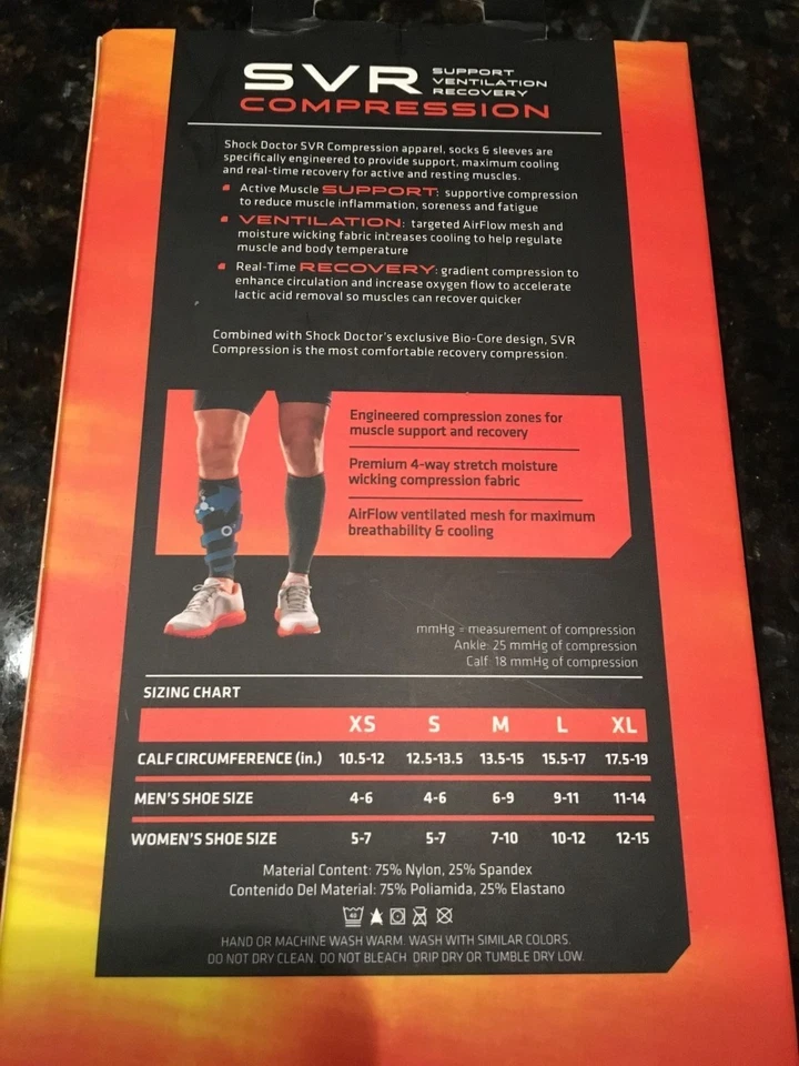 Shock doctor Calf Sleeves SZ XS COMPRESSION recovery 725 SVR Running Training  - Image 3 of 3