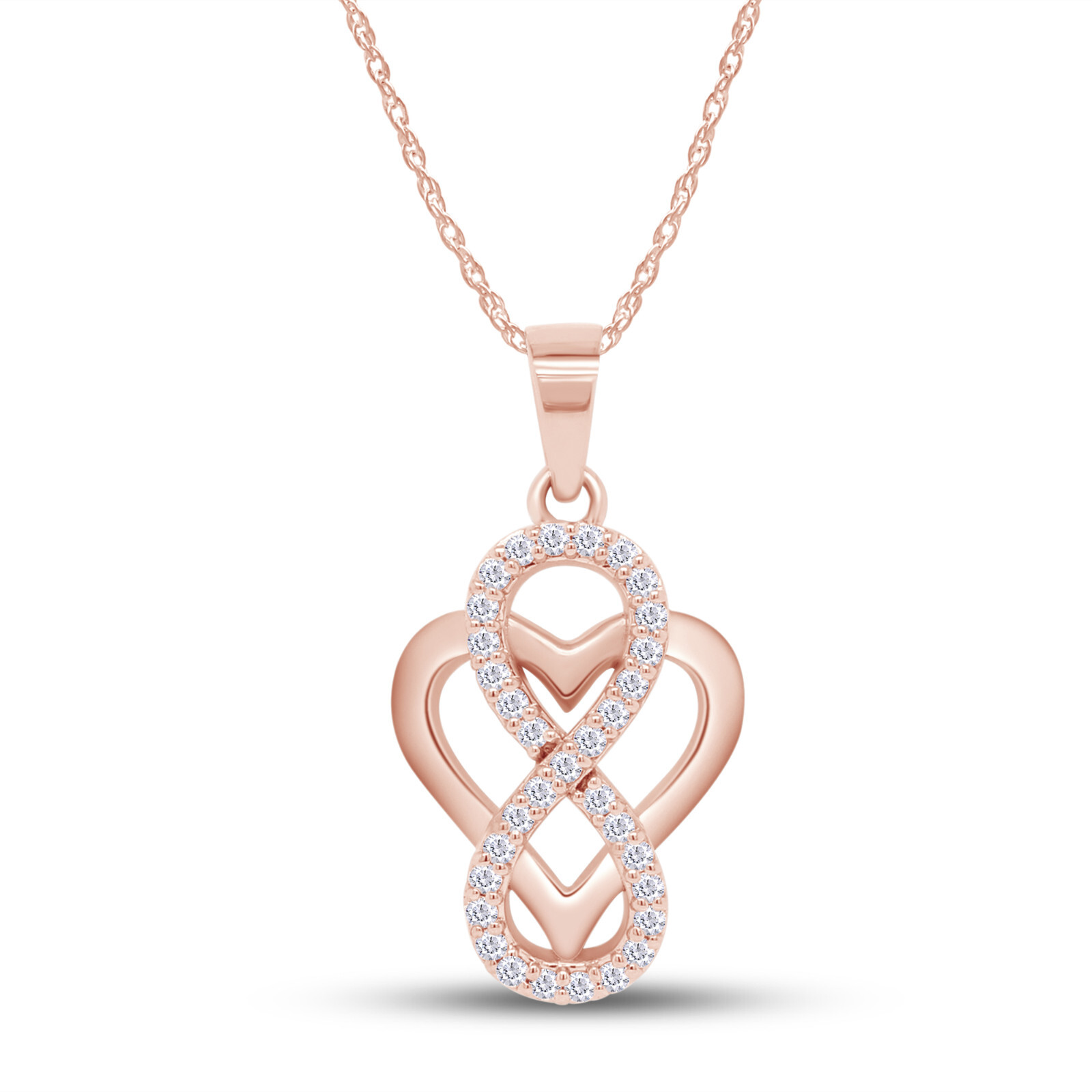 1/3ct Round Cut Moissanite Infinity Heart Pendant 10K Solid Gold With 18" Chain