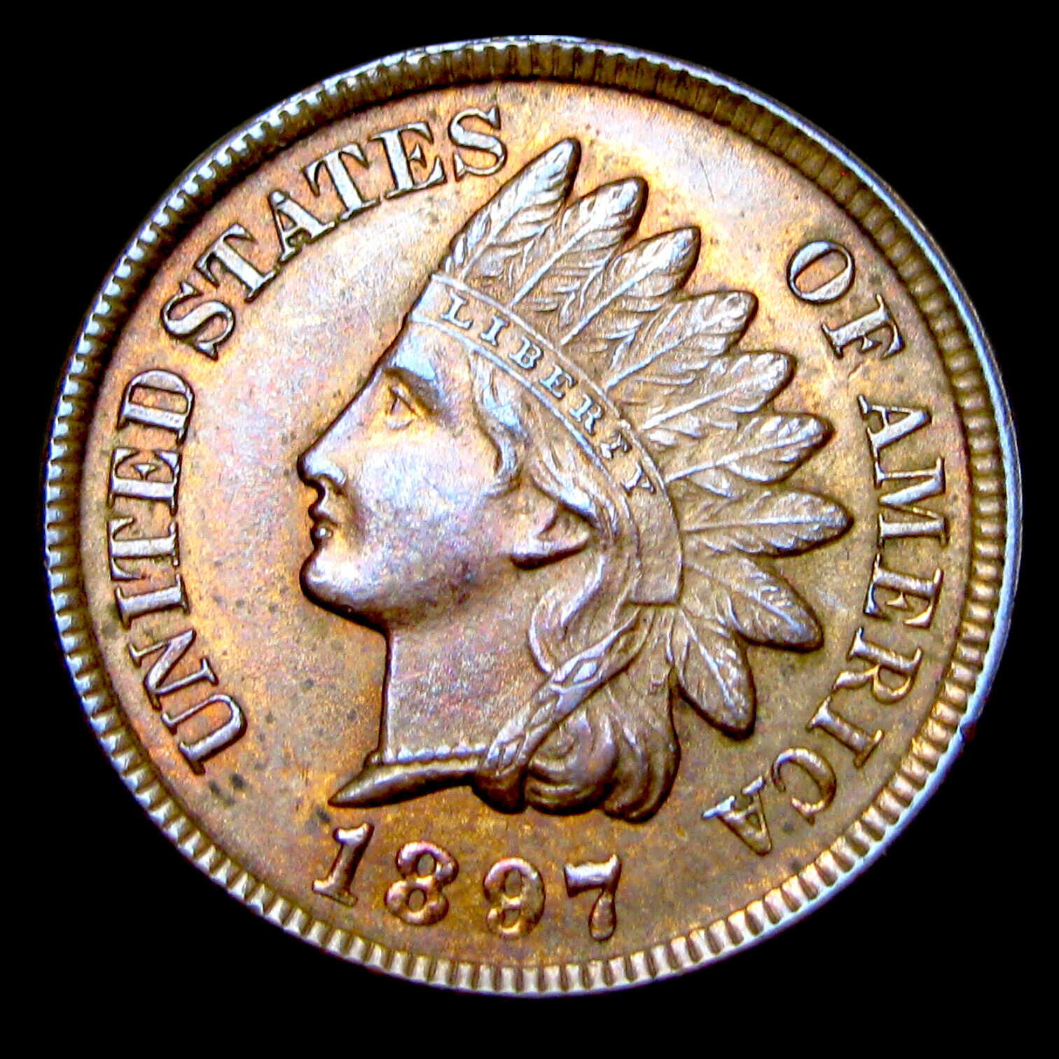 1897 Indian Cent Penny ---- GEM BU+ Condition Original Coin ----