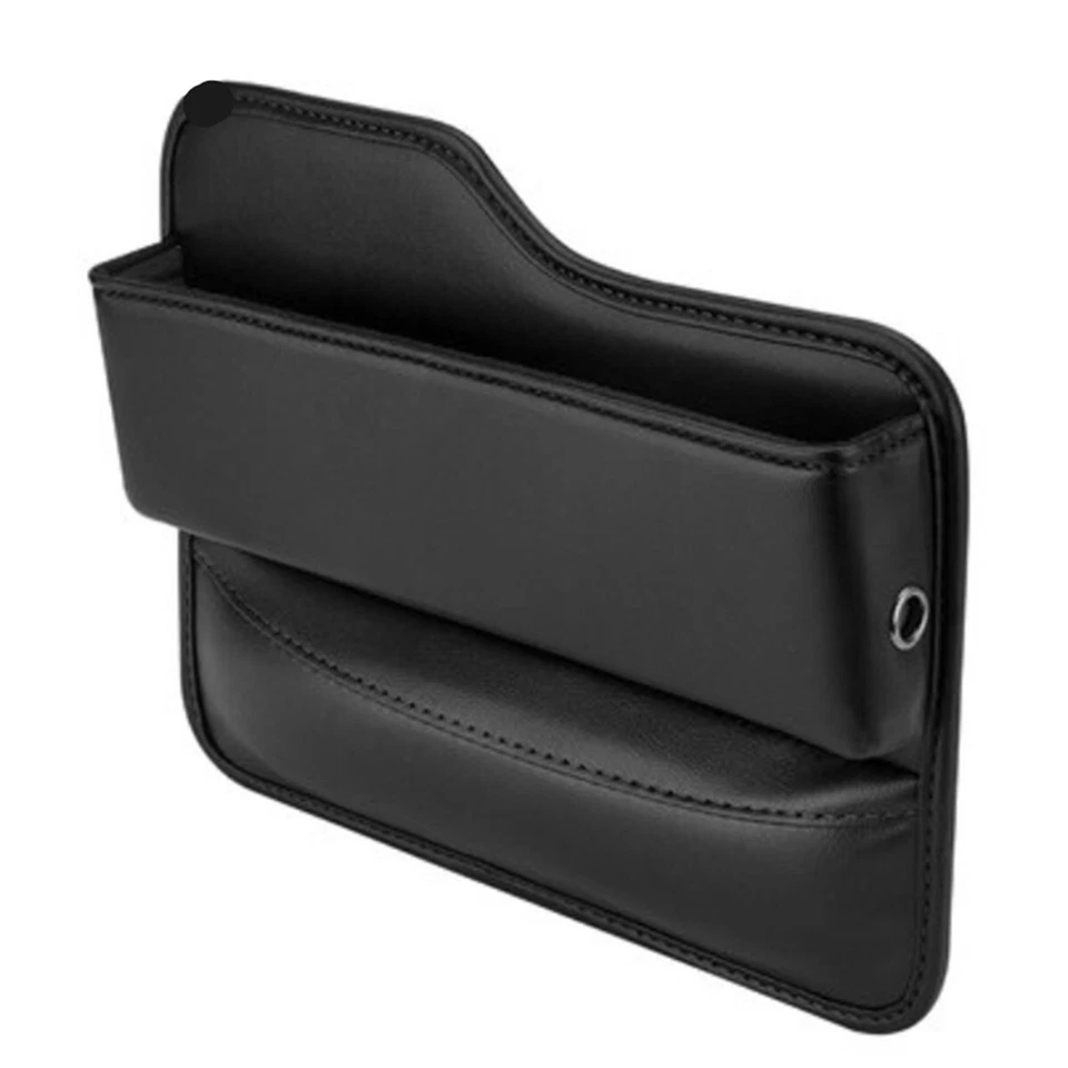 Caja de almacenamiento de cuero PU organizador de huecos para asiento de coche consola accesorios de relleno lateral Foto 4 de 4