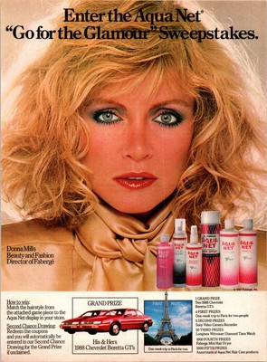 Vintage 1987 Aqua Net Hair Spray Donna Mills Print Ad Advertisement Ebay