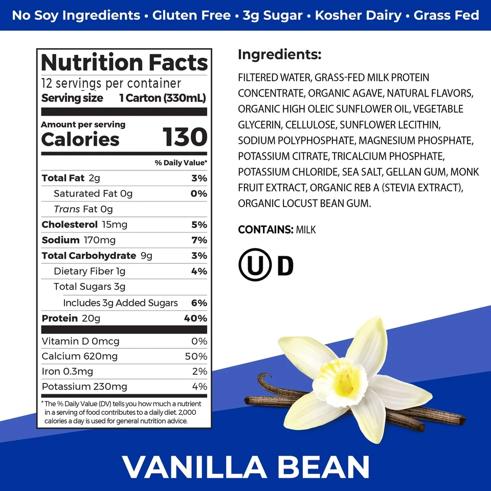 Batidos de proteínas listos para beber de vainilla Orgain 20 g de proteína paquete de 12 11 fl oz Foto 2 de 4