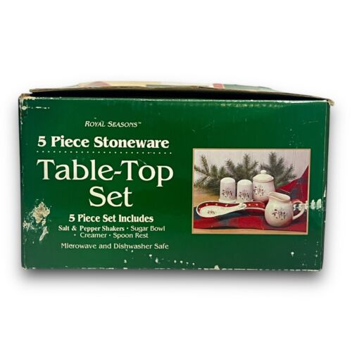 Vtg Royal Seasons 5-Piece Stoneware Table-Top Set Snowman Design Christmas - Picture 3 of 5