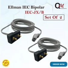 Ellman IEC-Bipolar Cord IEC-JX/B Silicone Wire Reusable CE - Set of 2 Cable New