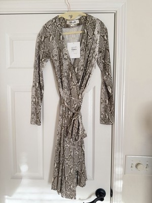 Diane von Furstenberg Women's Long Sleeve Dress Python Animal Print, Size XS