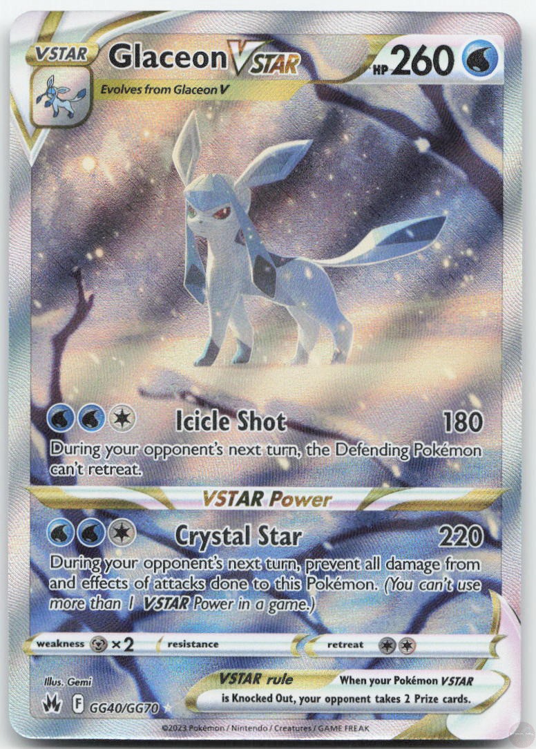 Glaceon VSTAR GG40/GG70 VSTAR Rare Crown Zenith Galarian Gallery Pokemon NM/M