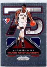 2021-22 Panini Prizm #16 Giannis Antetokounmpo NBA 75th Logo Retail