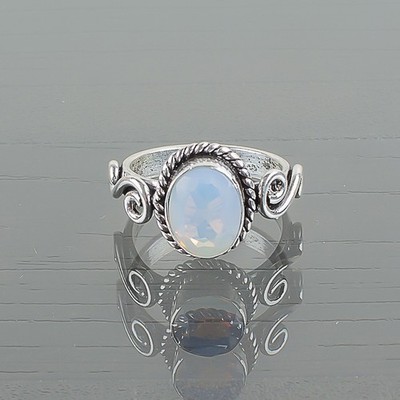 Milky Opal Gemstone October Band Handmade Mother Ring Size All Sizes 925 Silver