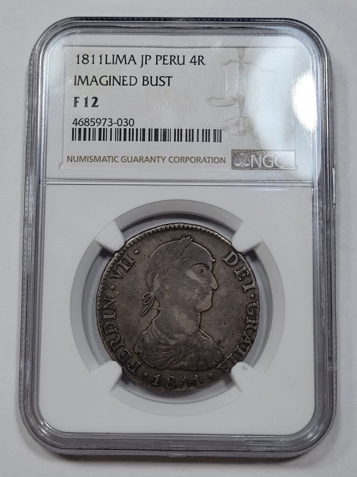 1811 Silver 4 Reales NGC F12 IMAGINARY BUST Lima Peru Tough Type in 4R *M114 - Image 2 of 4
