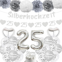 Silberhochezit Deko Luftballons Girlande Set - Silber 25 Hochzeitstag Dekoration