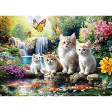 PuzzOne Puzzles for Adults 1000 27.5" X 19.7", White - Cats Koi Fish