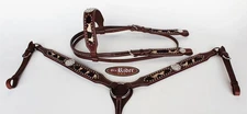Horse Show Saddle Tack Rodeo Bridle Western Leather Headstall Breast Collar 7893