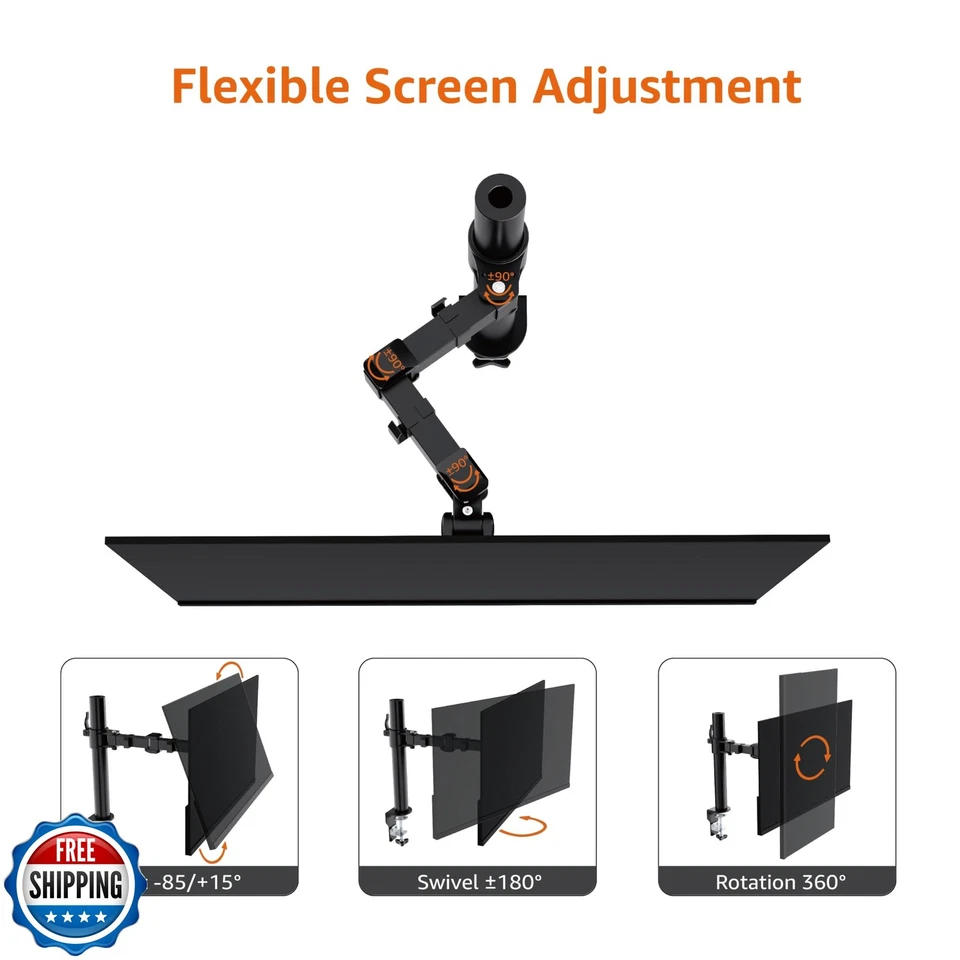 Amazon Basics Single Computer Monitor Stand with Tilt and Rotation, Height Ad - Image 4 of 4