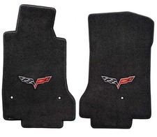 Logo Ebony Velourtex Front Row Floor Mats For Chevy C6 Corvette 2007.5-2013