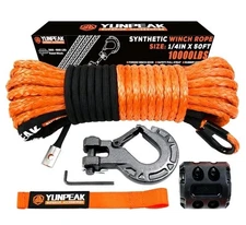 Synthetic Winch Rope Kit, 1/4" x50 ft 10000LBS Winch Cable Replace Kit