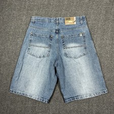 VTG South Pole Mens Jean Shorts Jorts 36 Blue Denim Baggy Wide Y2K Hip Hop 82628